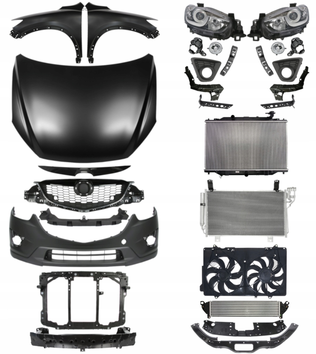 Mazda CX5 12-15 Maska Zderzak Błotnik Pas ZESTAW CZĘŚCI