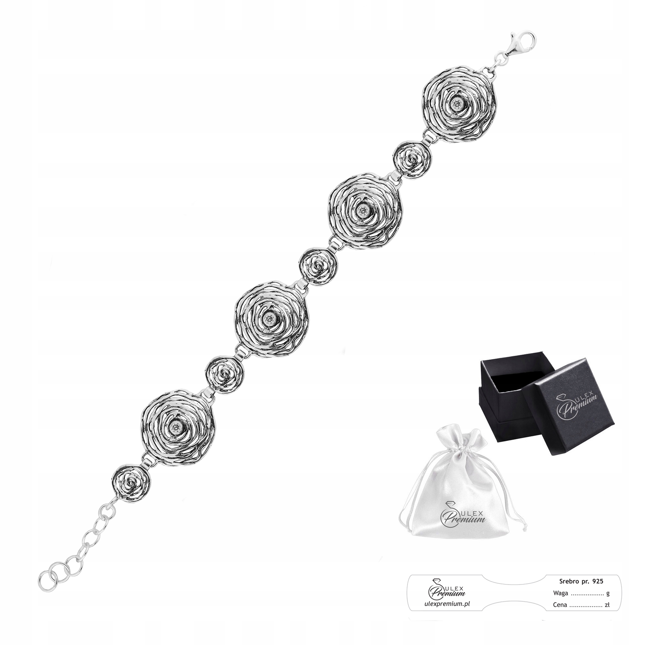 Stříbrný náramek ryzost 925 Elegantní Ažurový s zirkony pro ni