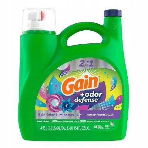 Levně Gain Odor Defense 4,55 l 107 praní Univerzální gel