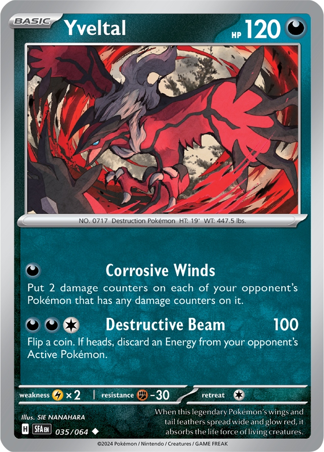Oryginalna Karta Pokemon Yveltal (sfa 035) Reverse Holo