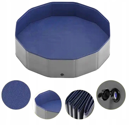 DUŻY BASEN DLA PSA ZWIERZĄT ROZPOROWY OGRODOWY SKŁADANY SZARY 160x30 XL EAN (GTIN) 5903899646784