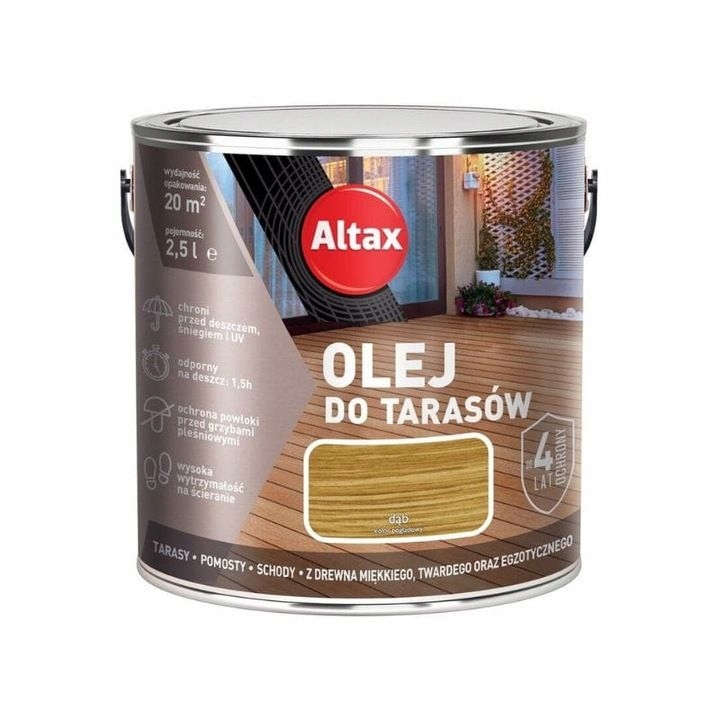 Altax Olej do drewna do tarasu drewno egzotyczne schody 2,5l dąb