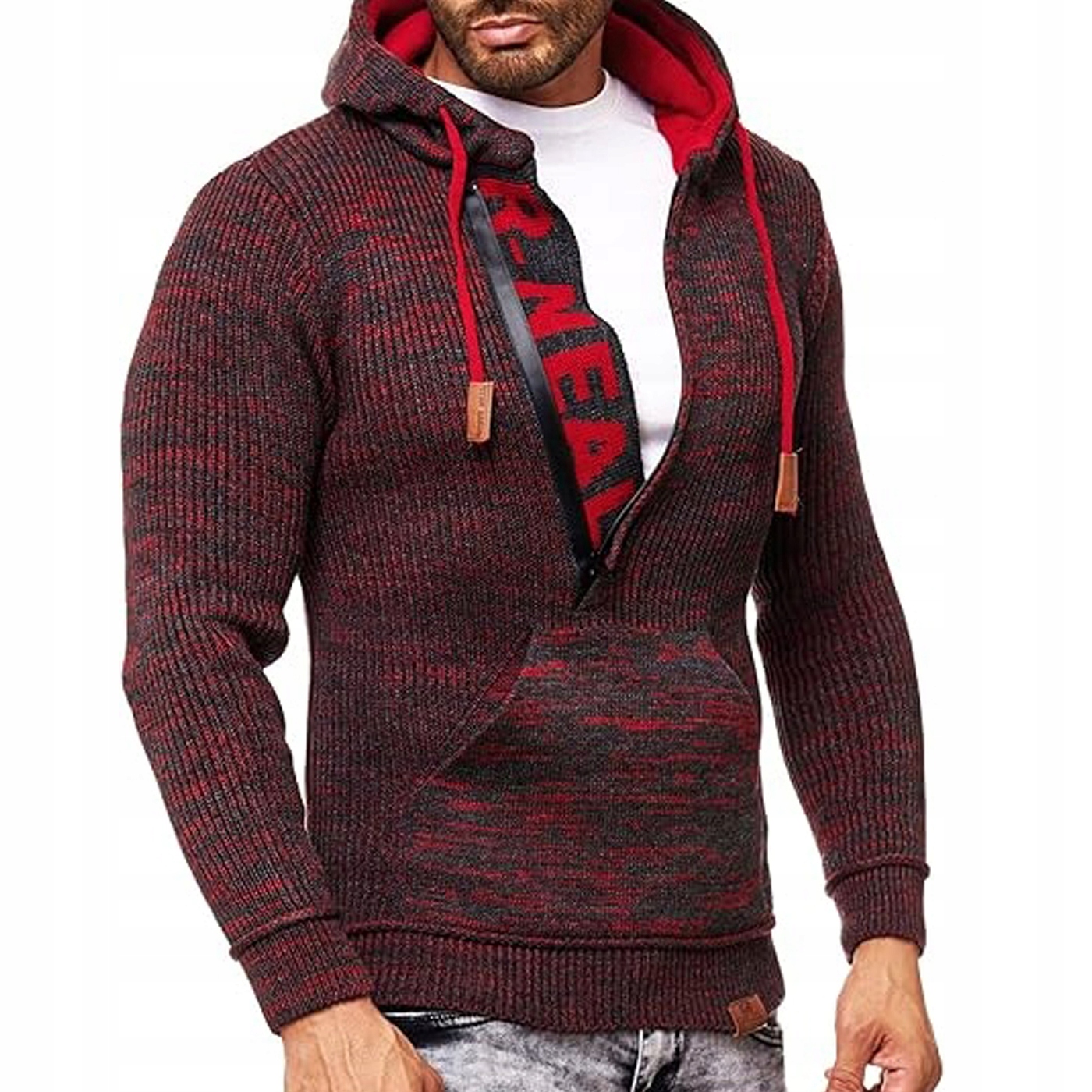 Pánský svetr s kapucí Klokanka mikina s kapucí , tlustý