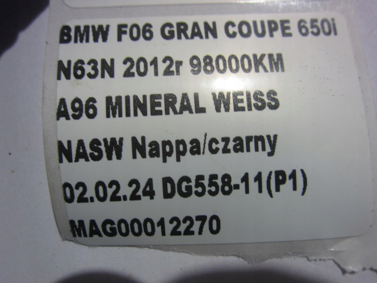 BMW F06 GRAN COUPE moulding MOCUJACA threshold right side support 7276348 7276350