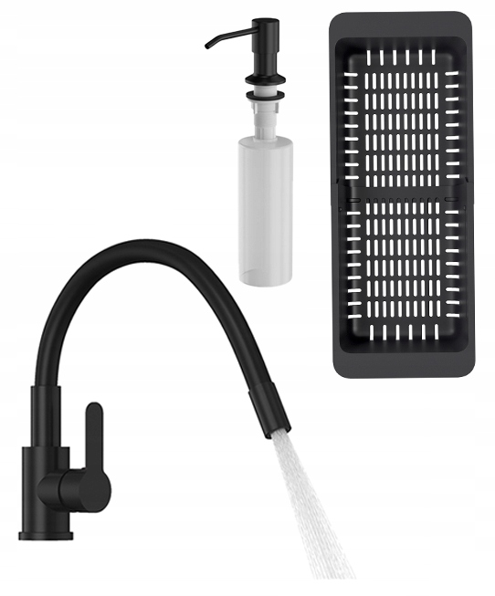 Kuchynská batéria Grado Plus čierny kohútik Kuchynská súprava do Drezu