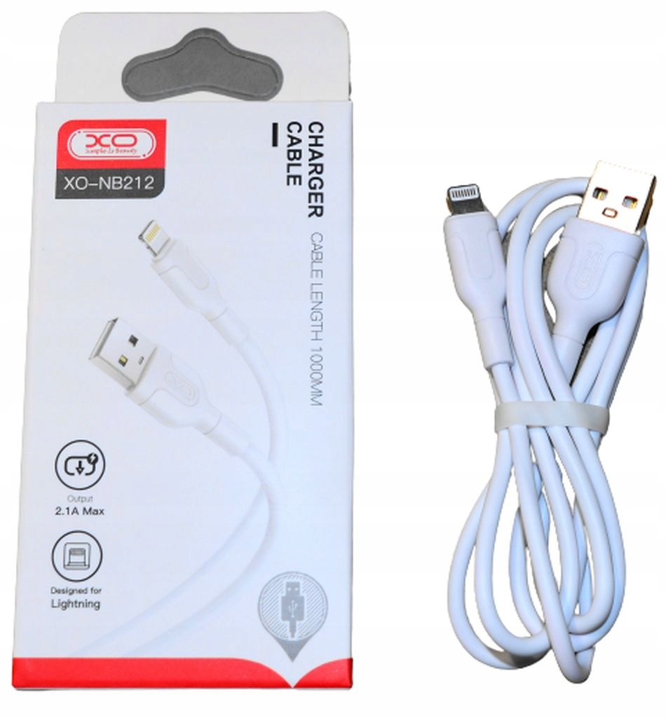 Кабель XO USB - Apple Lightning 1 м белый