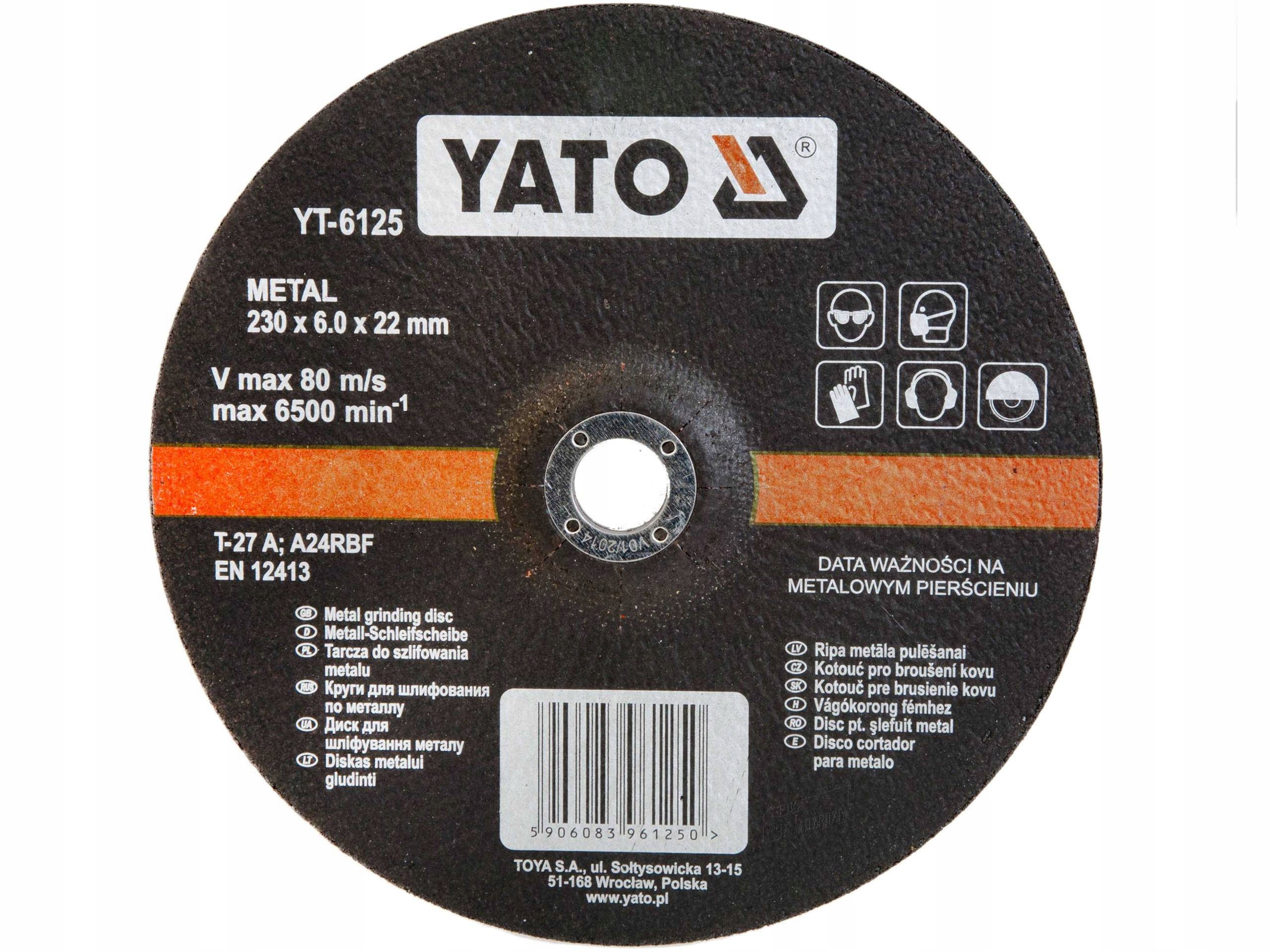 

Yato Tarcza Do Szlifowania Metalu 230x22mm