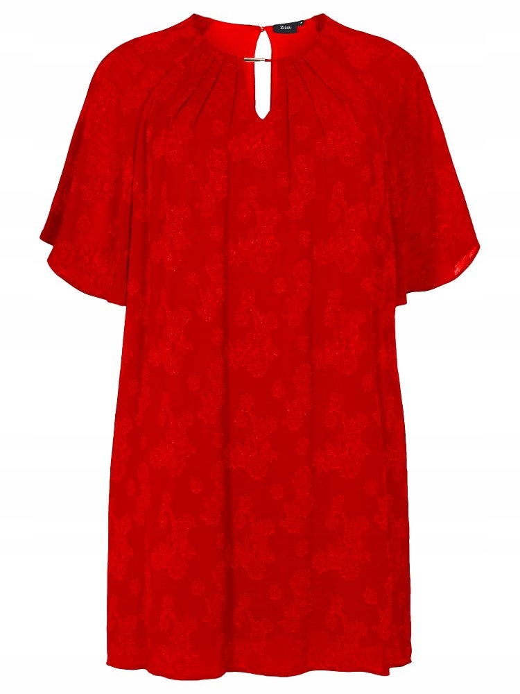 ZIZZI ELEGANCKA SUKIENKA CZERWONA ŁEZKA WZÓR PLUS SIZE 832B 46