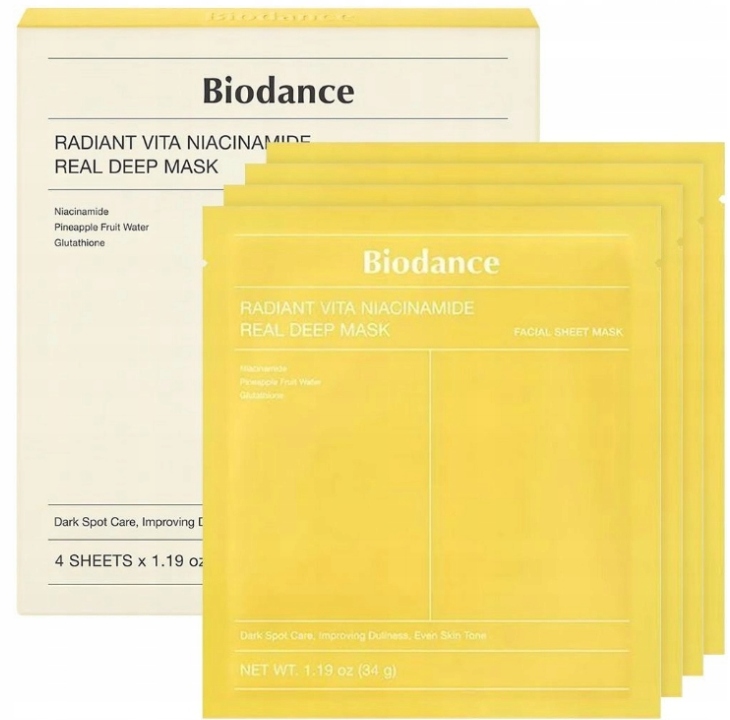 Biodance Radiant Vita Niacinamide Mask rozjasňuje a hydratuje, 4 ks Originální
