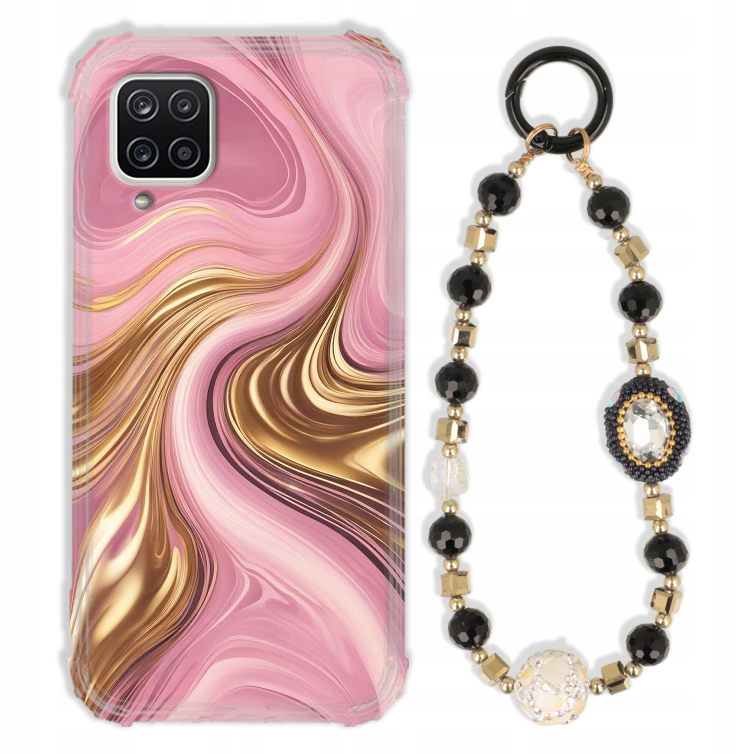 Puzdro Na Samsung A12 Case Antishock Zirkóny Čierno Zlaté|odolné|silné