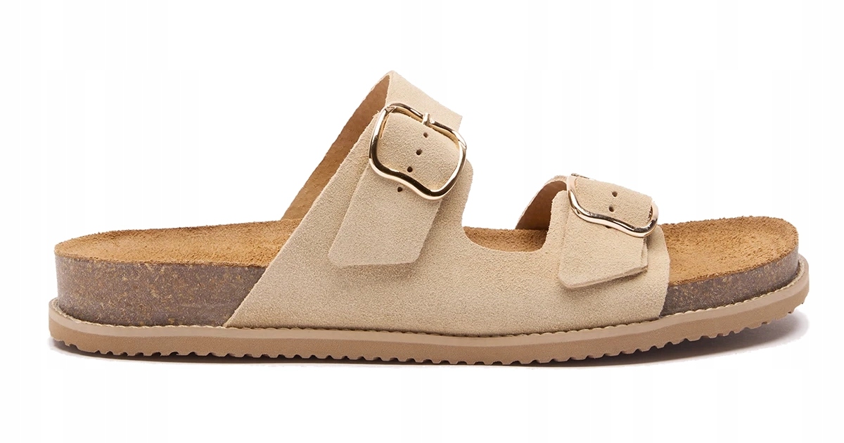 Nazouváky S Dvěma Pásky Na Přezku Dámské, Béžové, Velurová Kůže Ryłko 38