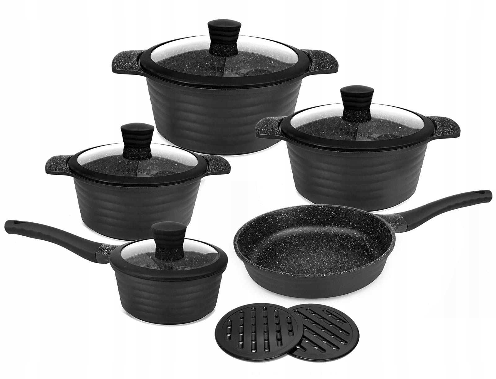 Moderný Set 11-DIELNYCH Mramorových Hrncov