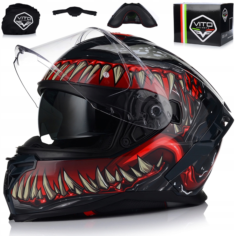 Motocyklová Prilba Vito Presto Monster Venom Systém Pinlock Clona