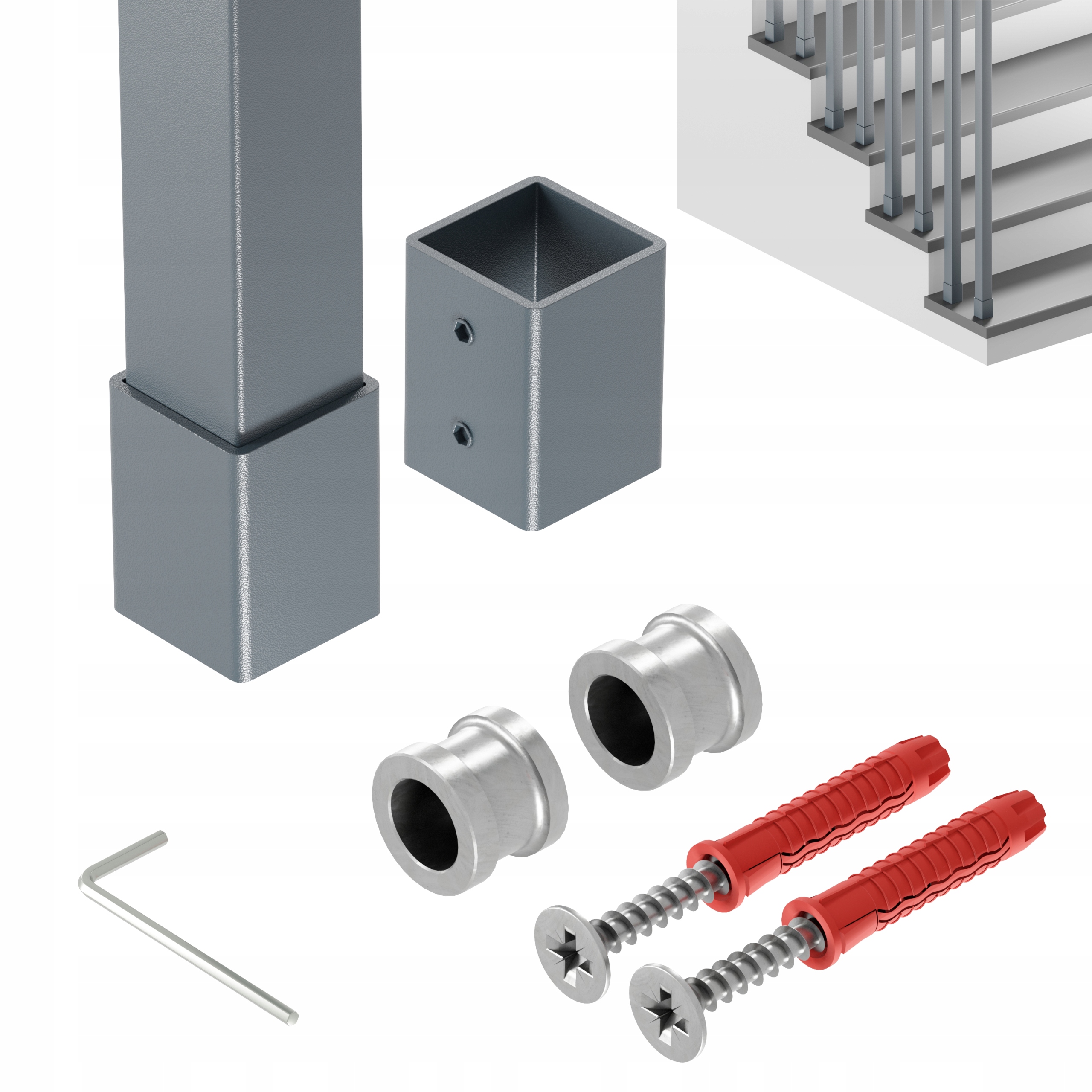 Balustrada Na Schody Barierka Sloupek Antracit 25x25 mm 295 cm Harfa Slim