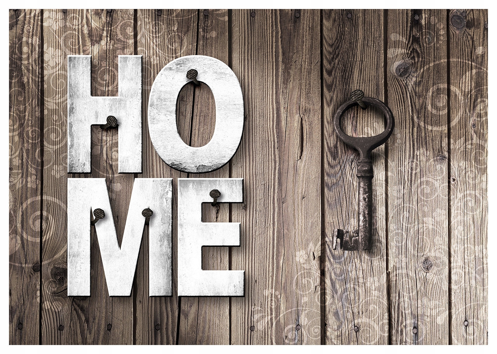 Fototapeta Home Klíč Dřevo Kov Vintage Rustikální 368x254 lepidlo