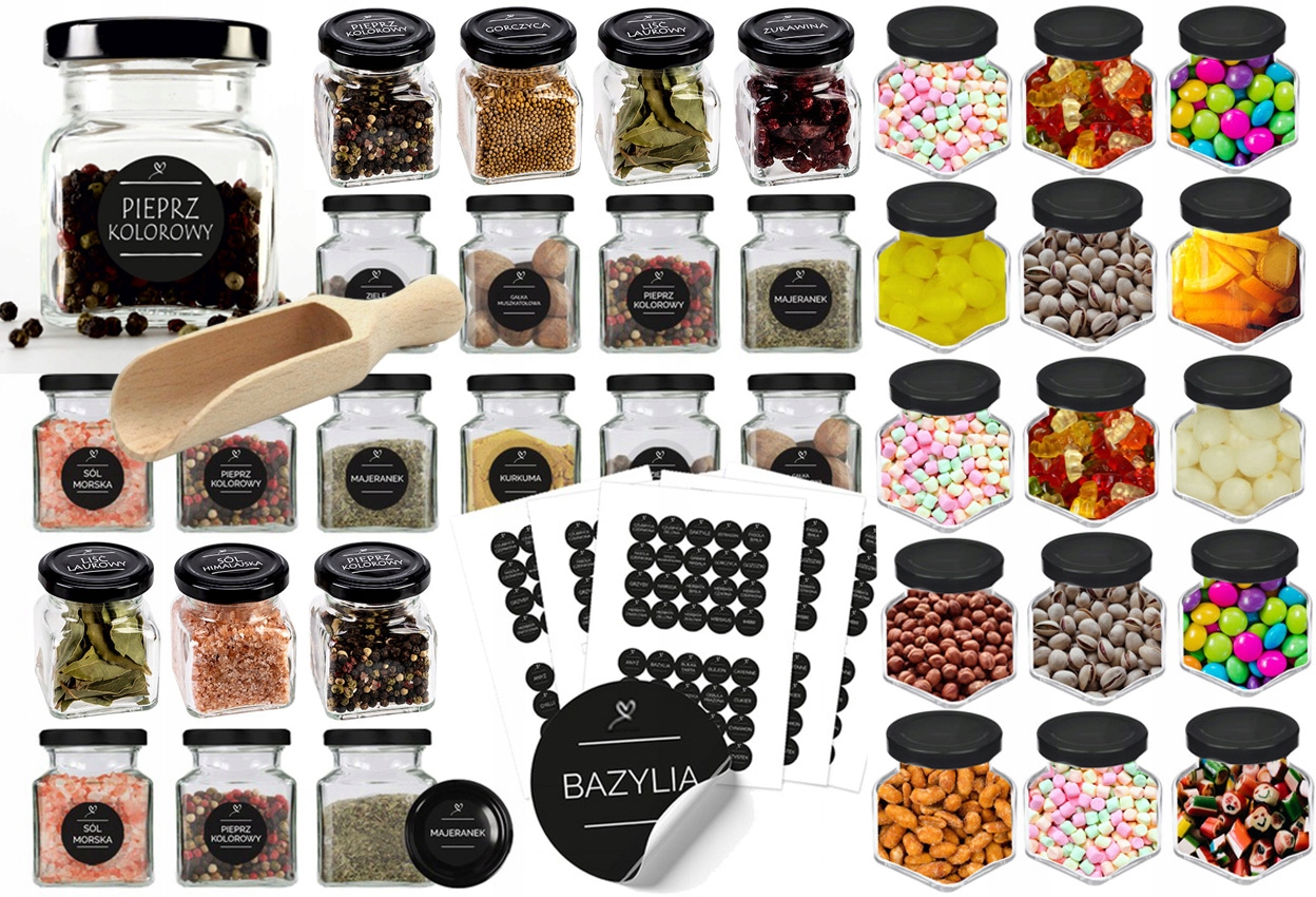 

Słoik Na Przyprawy 120ml 40szt 200 Naklejek +łyżka