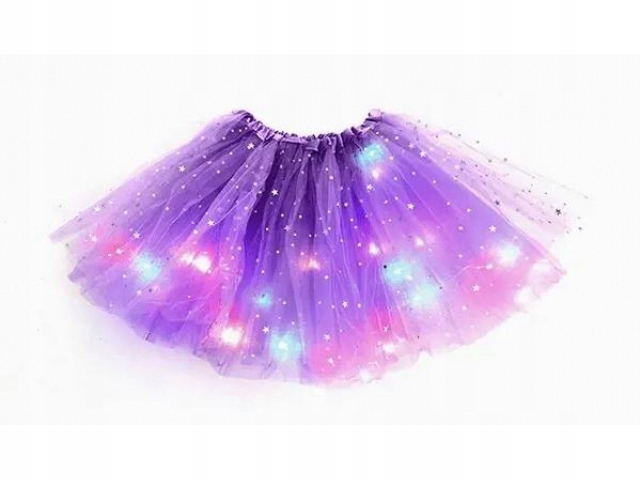 SPÓDNICZKA TIULOWA BROKATOWA- FIOLETOWA świecąca LED