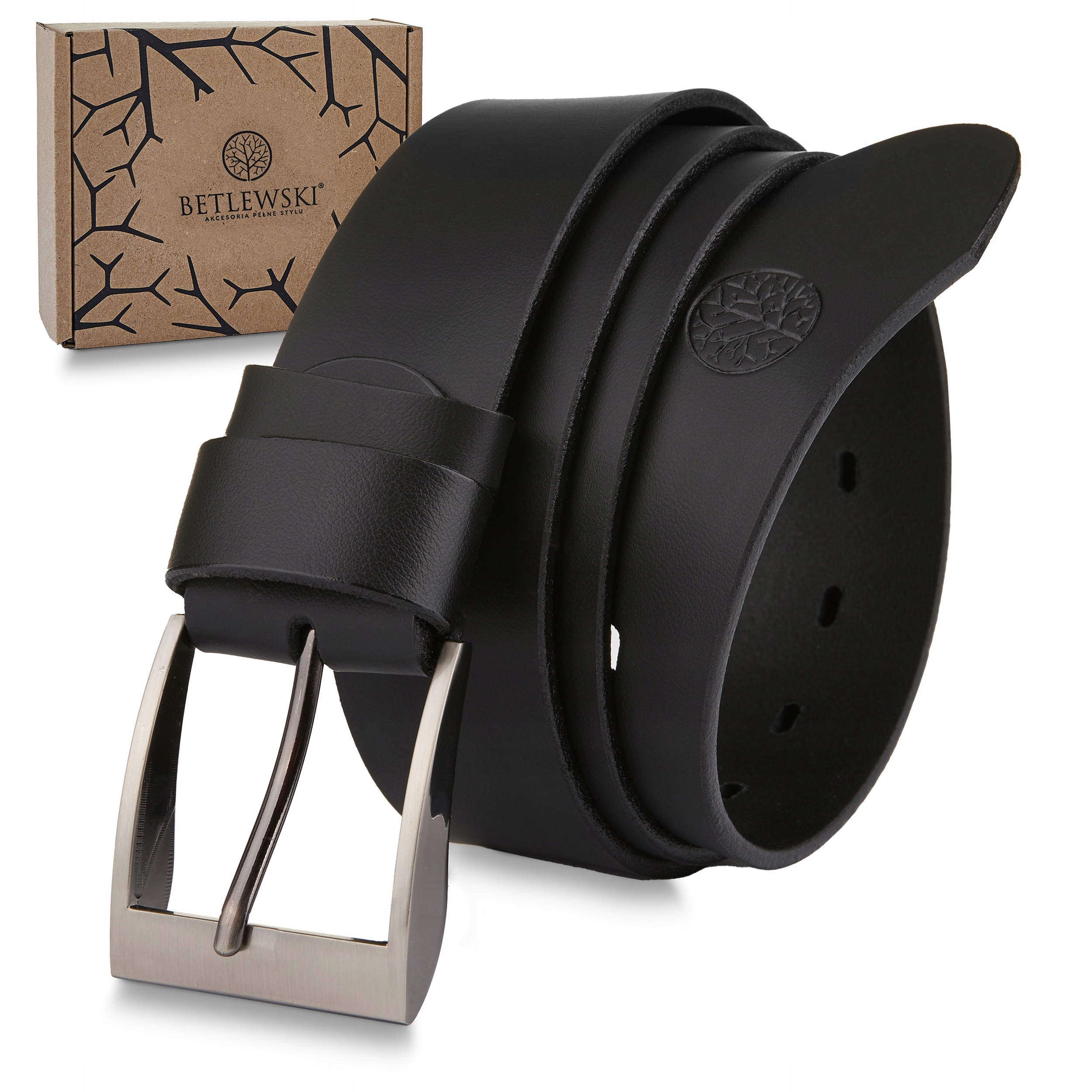 

Betlewski Skórzany pasek męski metalowa klamra 95