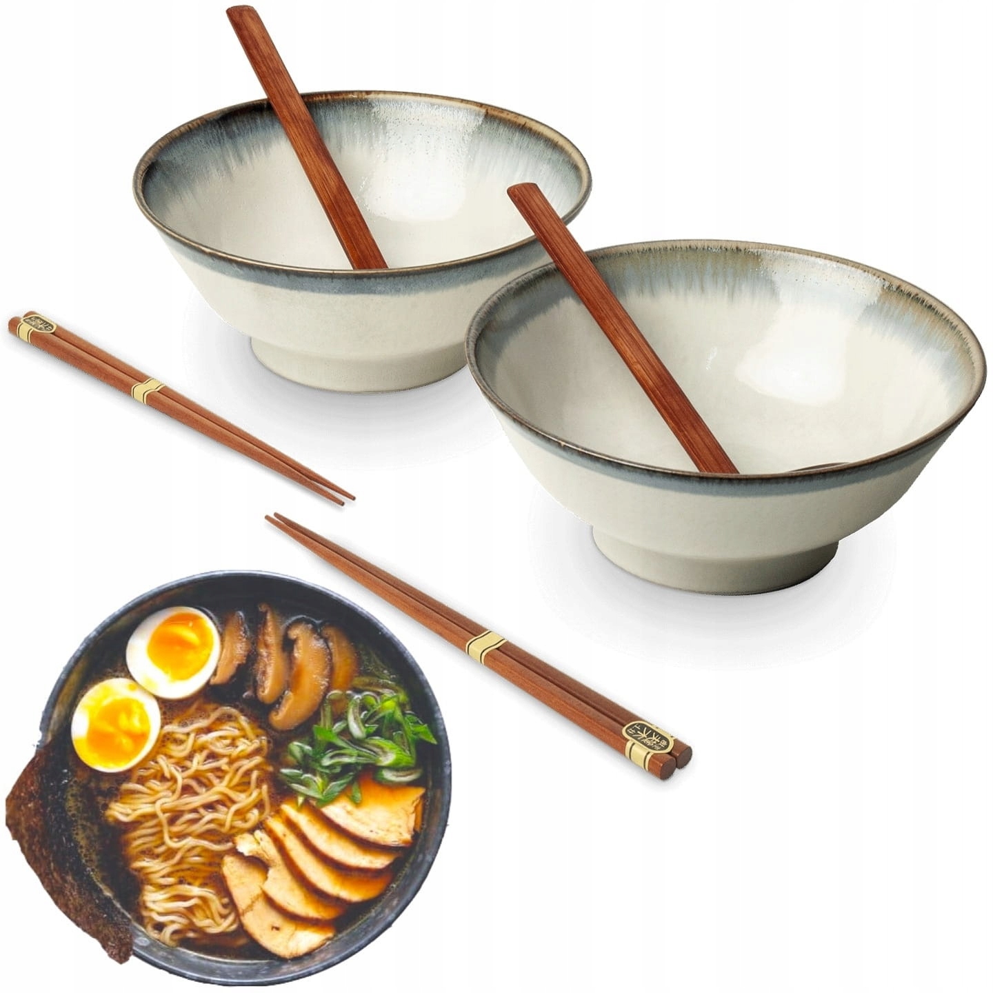 Sada misiek na Chochelku a paličiek na polievku a cestoviny Ramen Motív Aurora