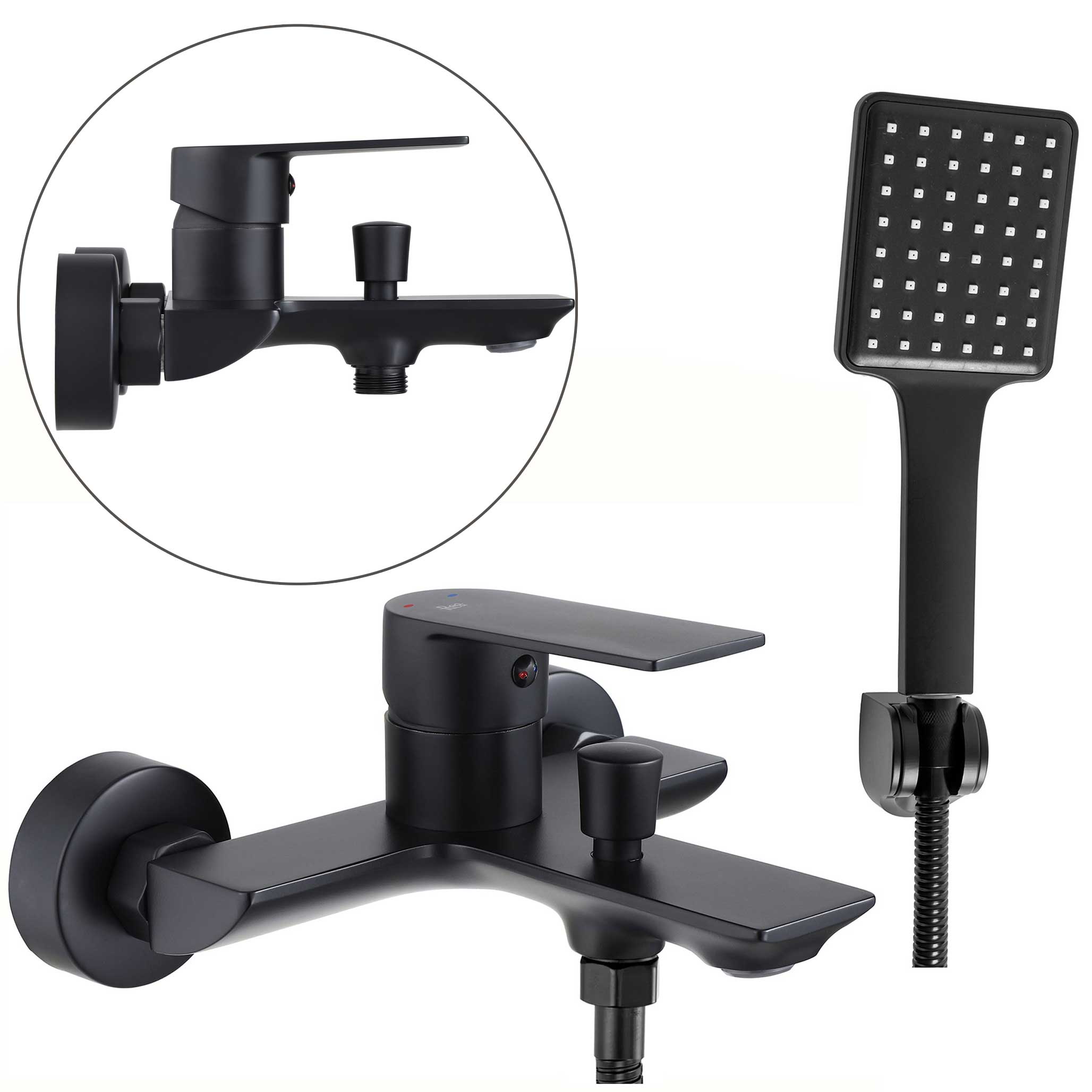 Vaňová batéria s sprchovým slúchadlom Rea Urban Black nástenná s výtokom