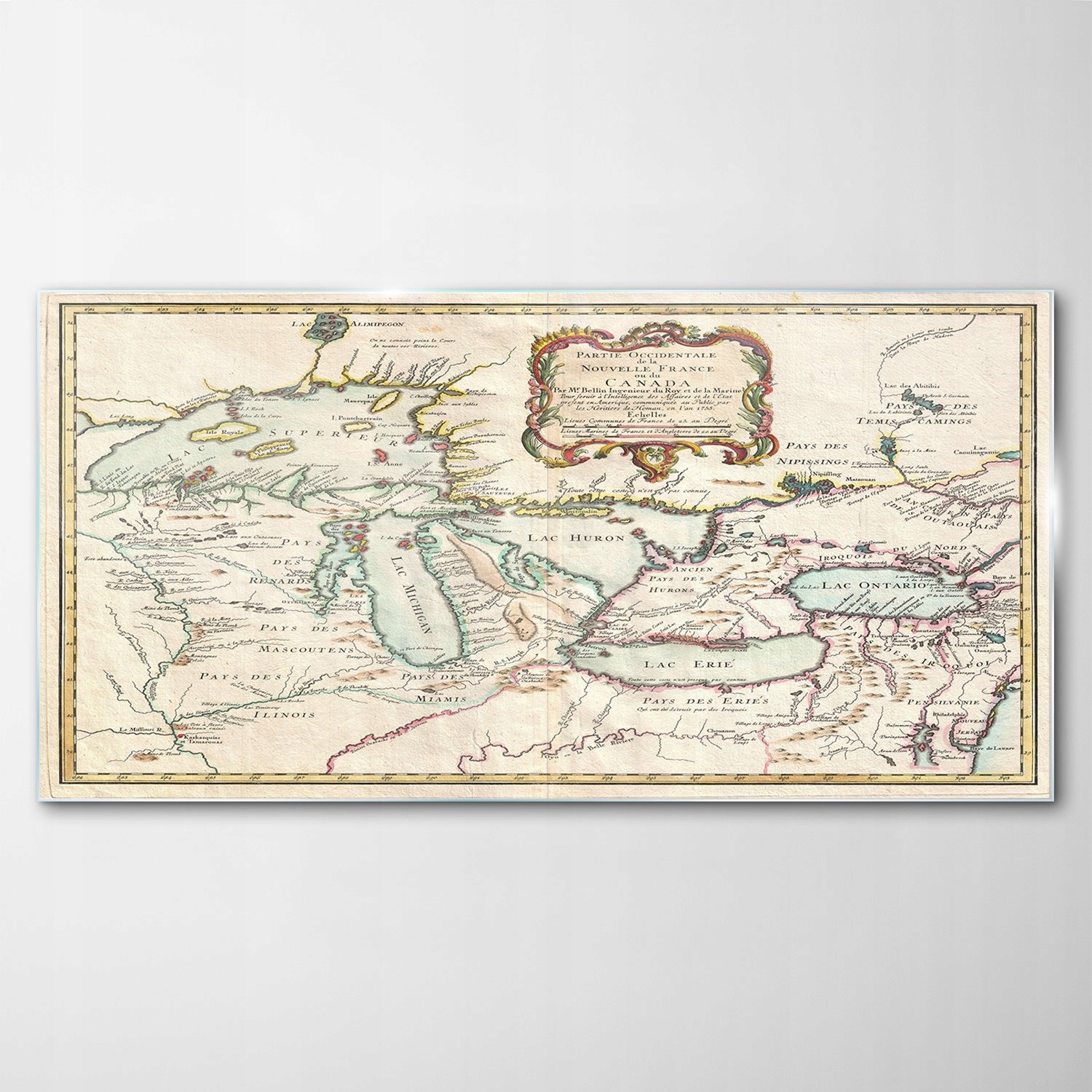 

Hartowany Obraz Szklany Mapa Bellin Kanada 120x60