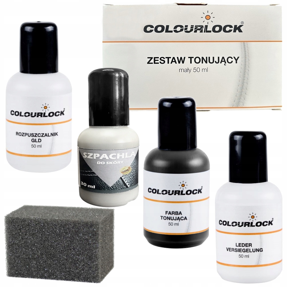 Colourlock Zestaw Farba Czarna do Skóry Tapicerki Kierownicy Płynna Skóra