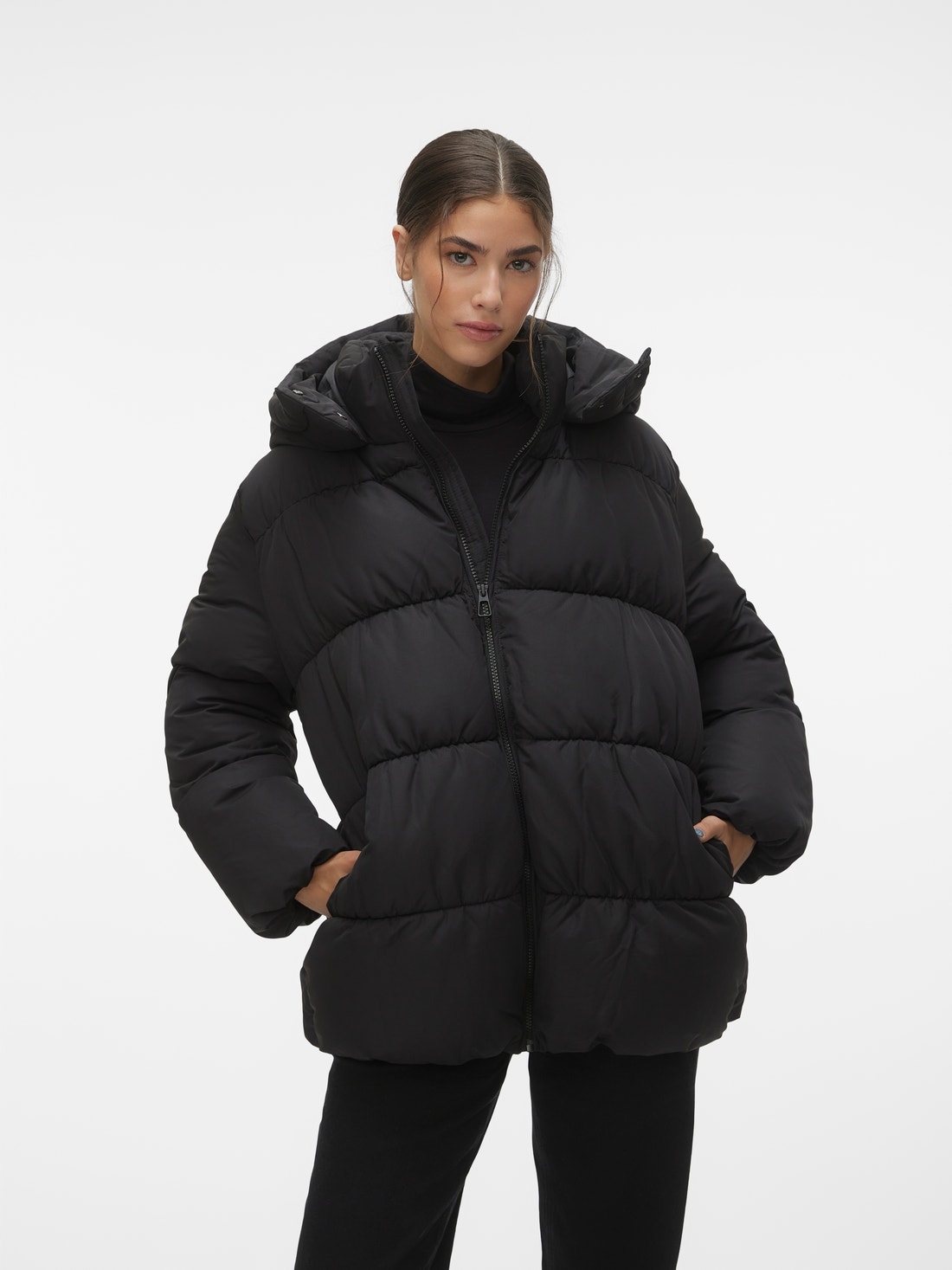 Vero Moda Černá Prošívaná Zimní Bunda S Kapucí Xs 7AA