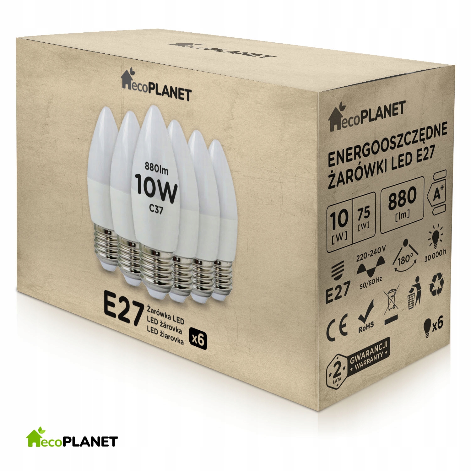 

Żarówka Led E27 C37 10W Barwy ecoPLANET Zestaw