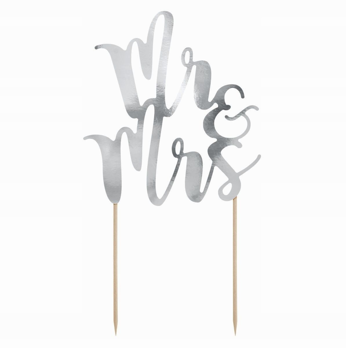 

Topper Na Tort Weselny napis Mr & Mrs srebrny