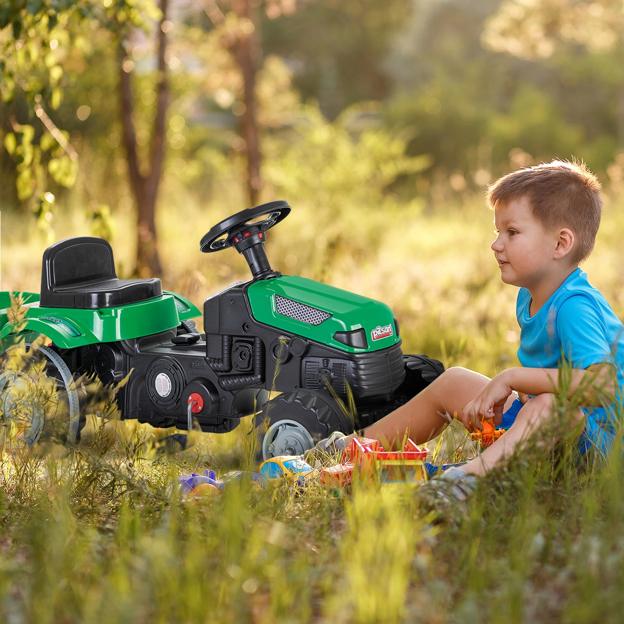 TRAKTOR MIT PEDALEN ANHÄNGER RIESIGER TRAKTOR Kinderalter ab 3 Jahren