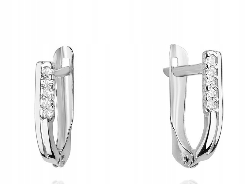 Zlaté náušnice 585 čárky s brilianty 1,55 g, elegantní vzor jako dárek