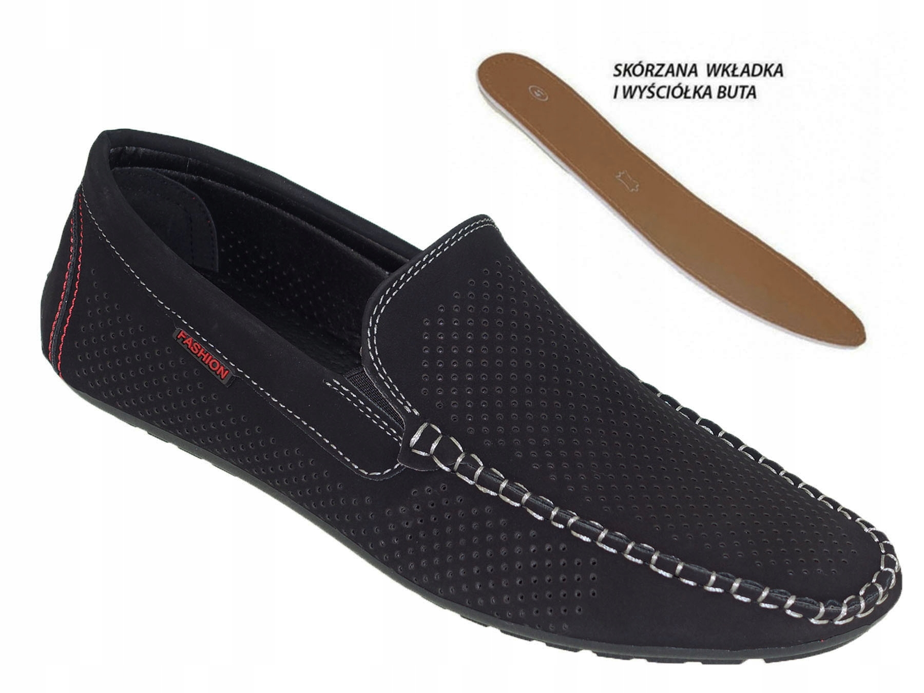 MOKASYNY AŻUROWE MĘSKIE WSUWANE Z DZIURKAMI