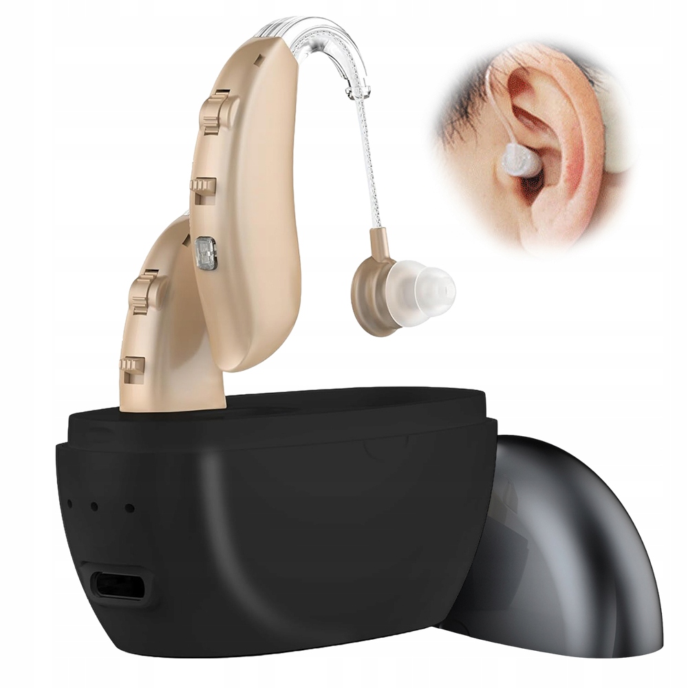 2PCS Wzmacniacz Słuchu Aparat Słuchowy Wzmacniacz Słabosłyszący Akumulator