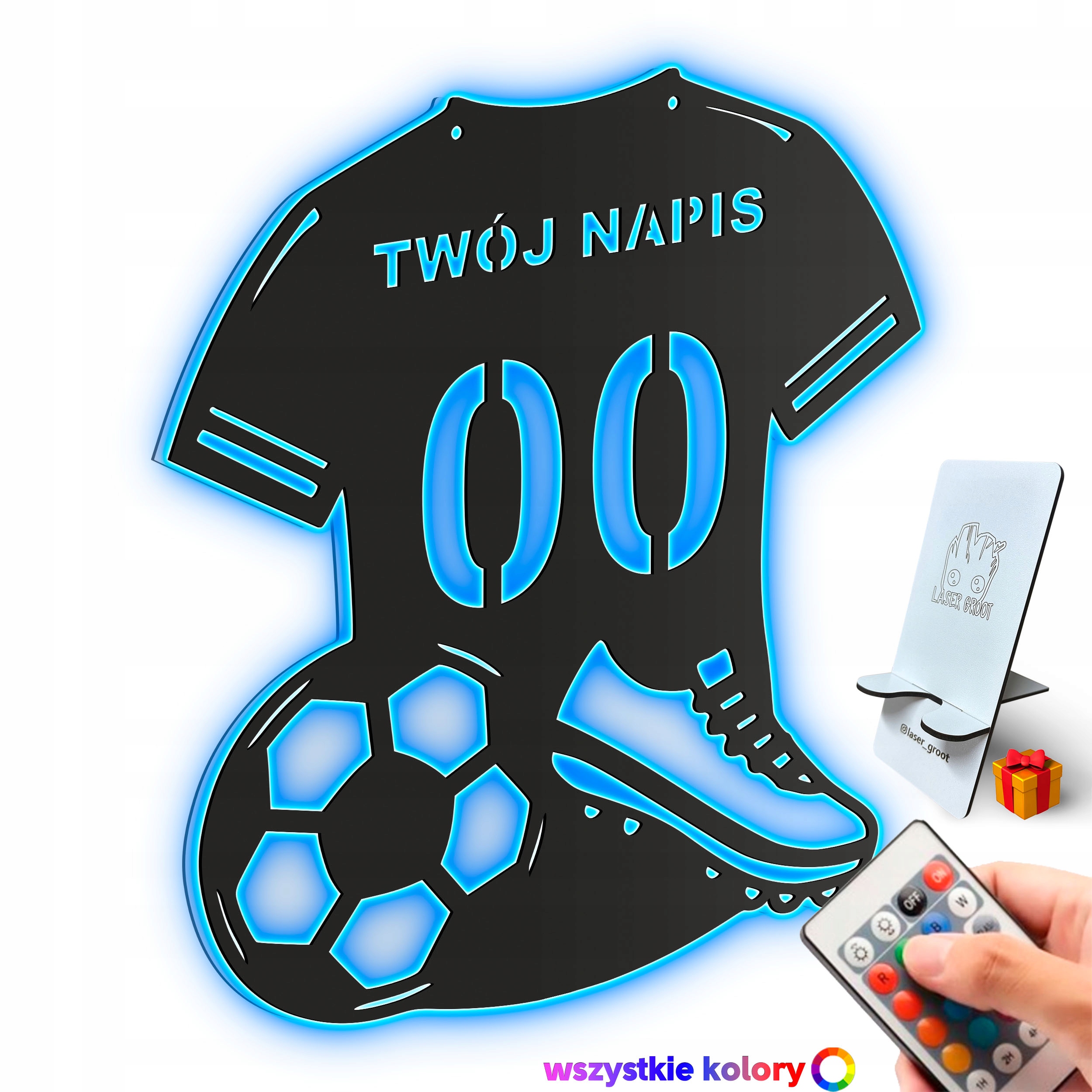 Noční Lampa Led Fotbal Fotbalový teplákovka Jméno s číslem Pilot+Bonus