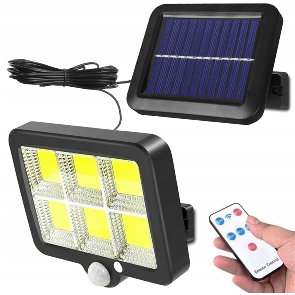 

Mocna Lampa Solarna Czujnik Ruch Zmierzchu Pilot