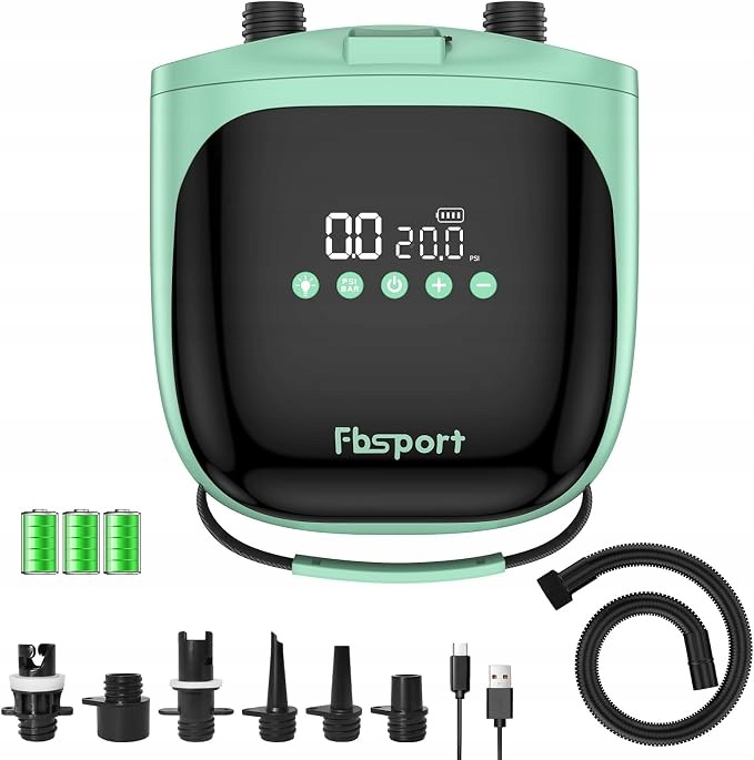 Fbsport Pompka akumulatorowa desek Sup kajaków namiotów LCD 20PSI