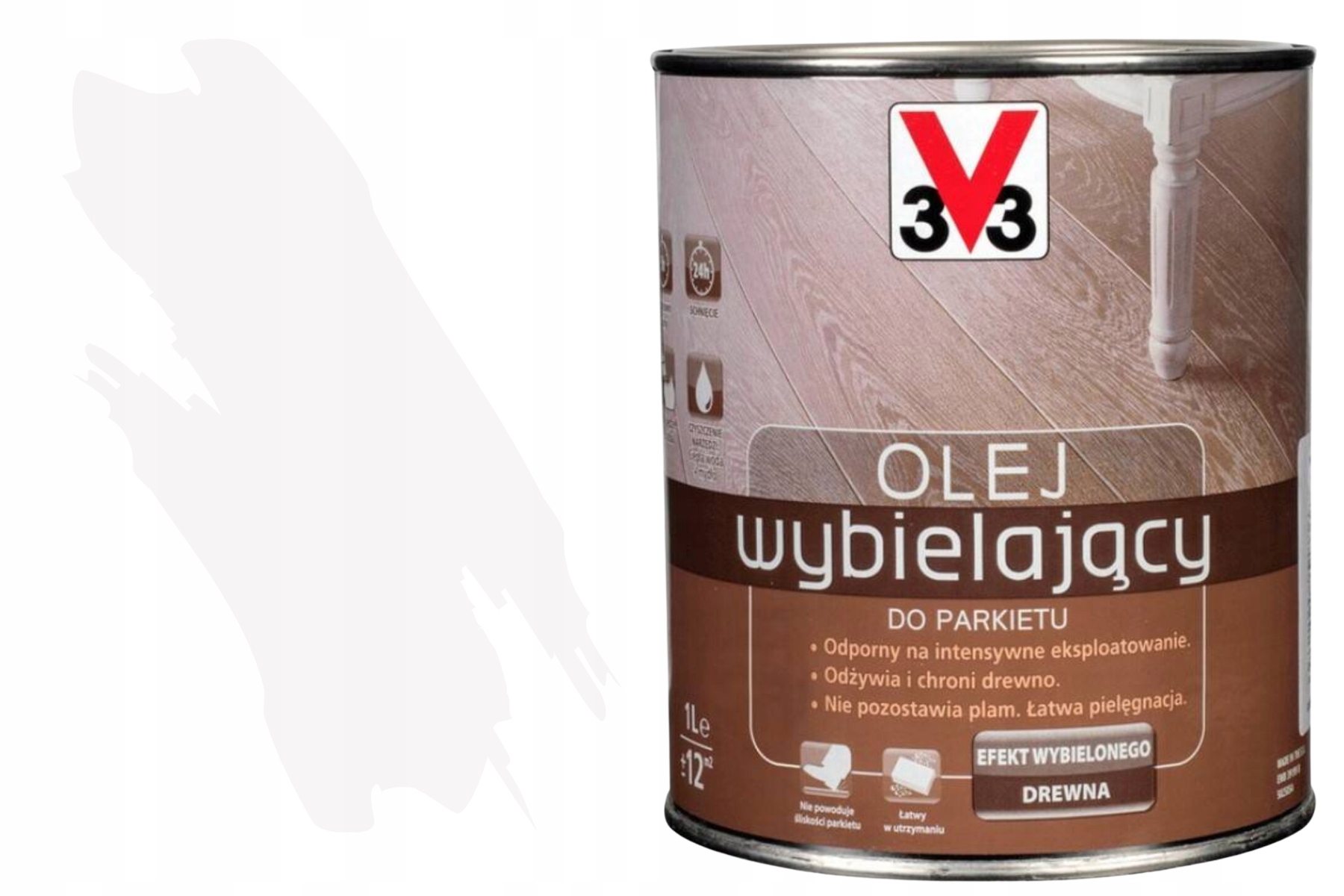 3V3 Tungový olej přírodní na dřevo, odolný, Eko, vodou ředitelný, bílý mat, 1 l