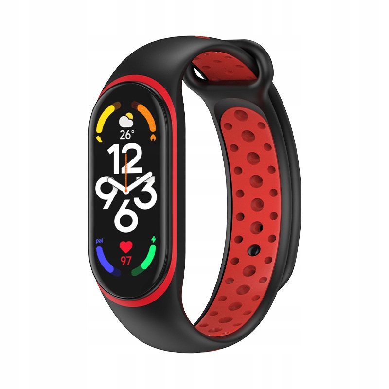 

Opaska Perforowana Do MI Band 7/6/5 Black-red