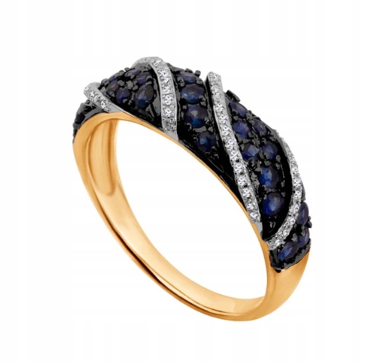 Złoty Pierścionek z Szafirami r14 PZ19507 Verona Jewellery