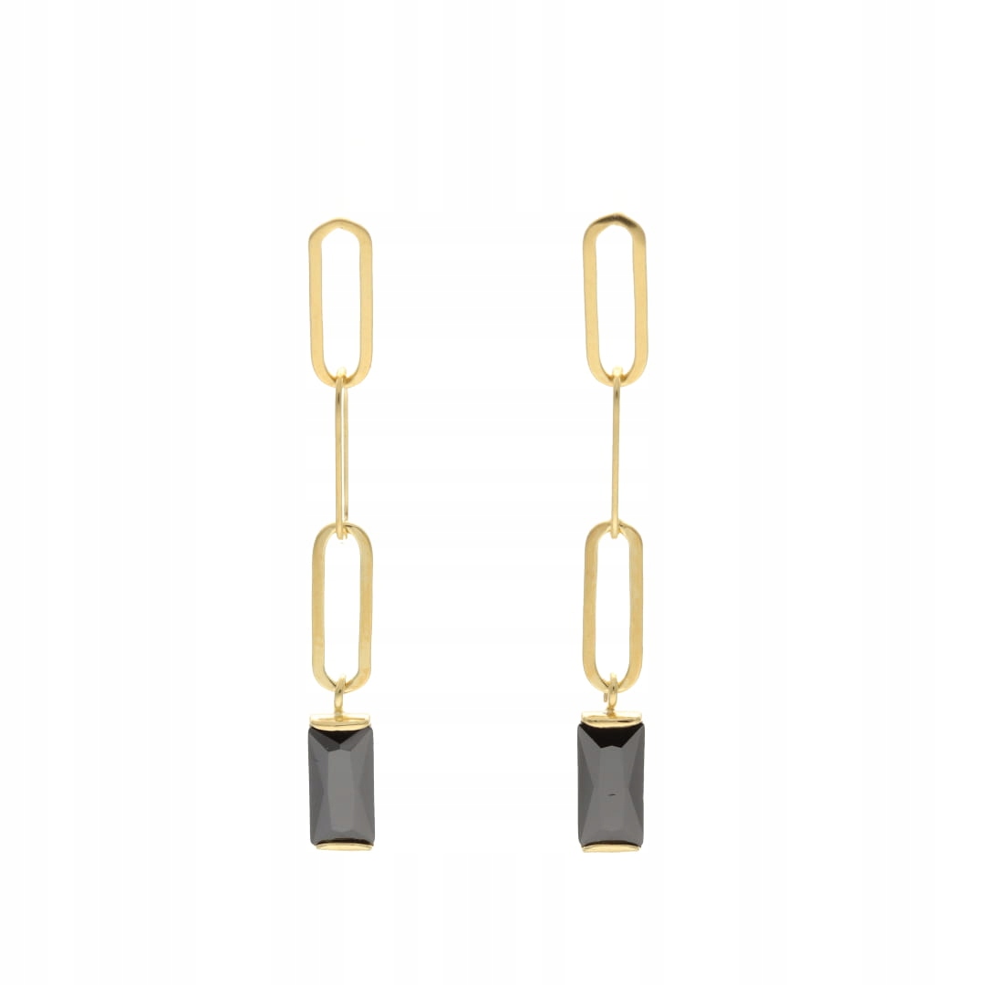 Dlouhé náušnice s černým zirkonem