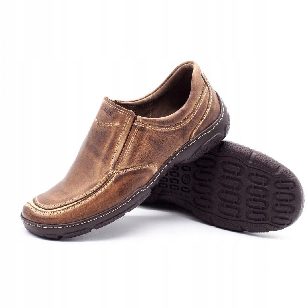 Buty wsuwane slip on męskie skórzane JOKER 213 brązowe 48 Rozmiar 48