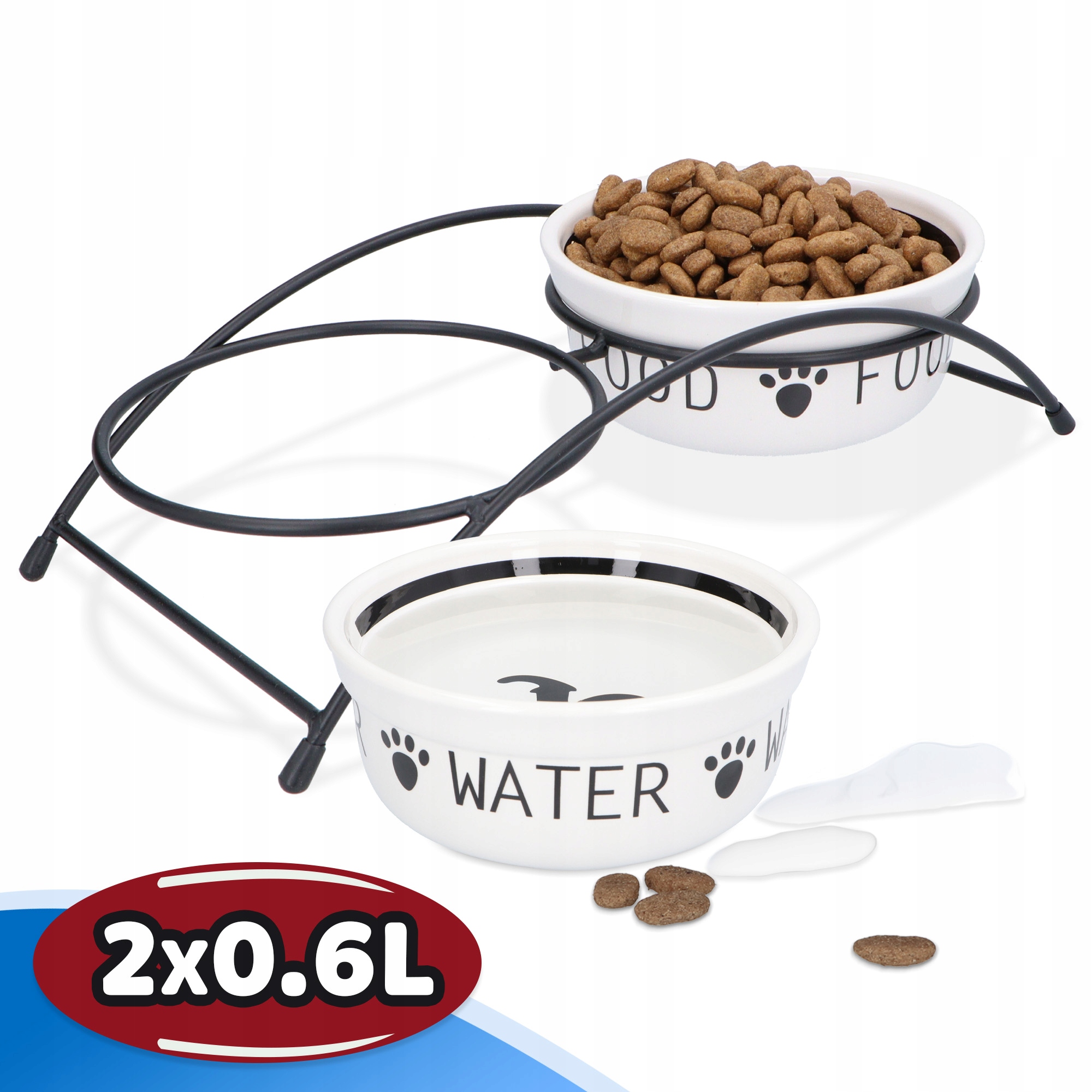 2x Misky na Stojanu Pro Psa 0,6 l Keramické misky Stojan Velká miska Podvoj 8K
