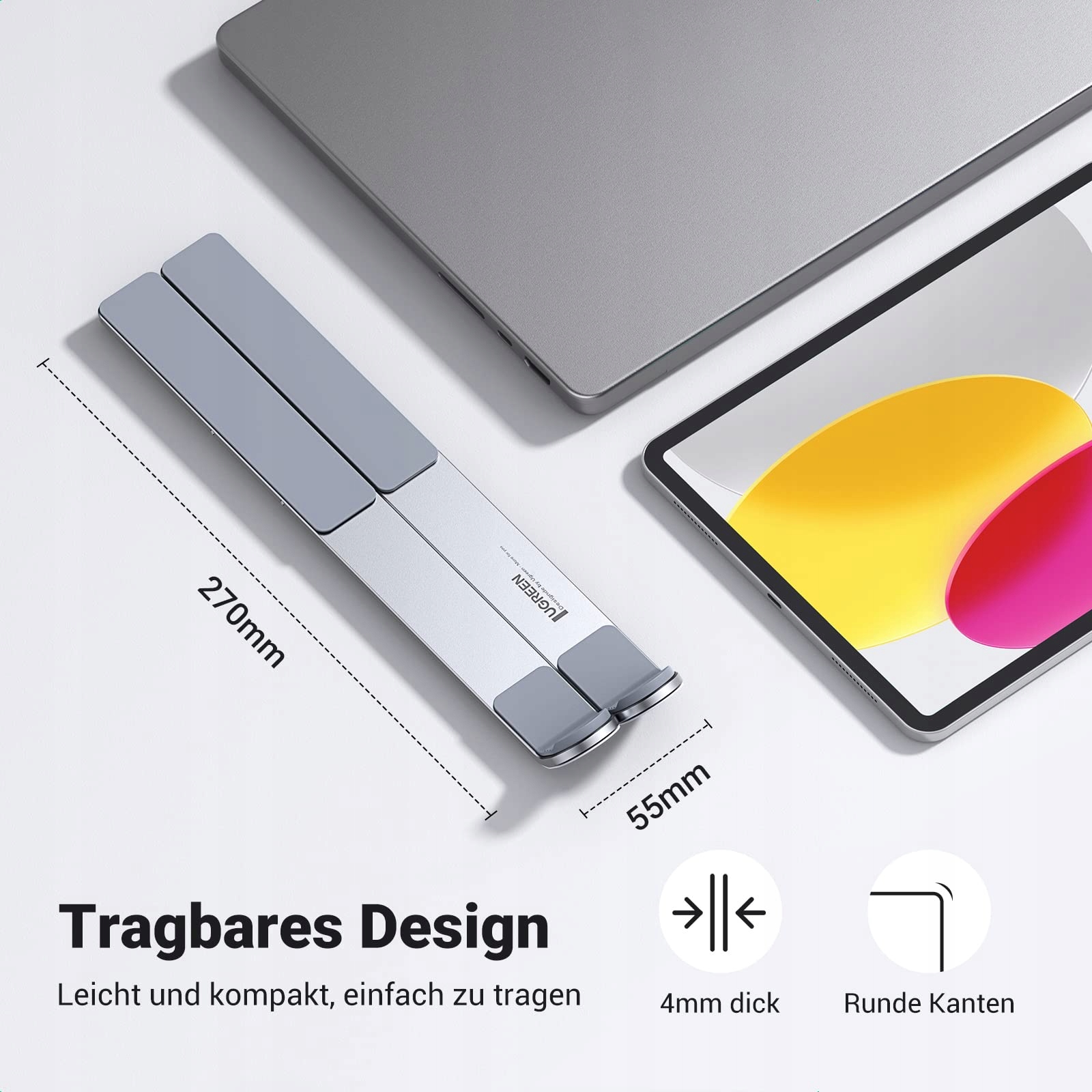 UGREEN ALUMINIOWY STOJAK NA LAPTOP REGULOWANY ERGONOMICZNY DO 17.3 CALA — miniatura 2