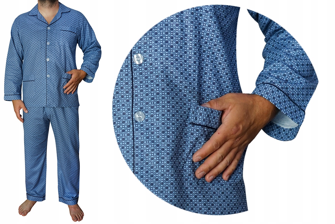 Pánské flanelové pyžamo z bavlněného flanelu s rozepínací bavlna Formax 4XL