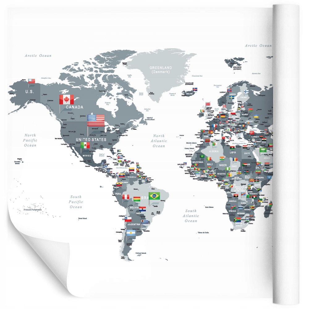 

Fototapeta do salonu mapa polityczna flagi 120x180