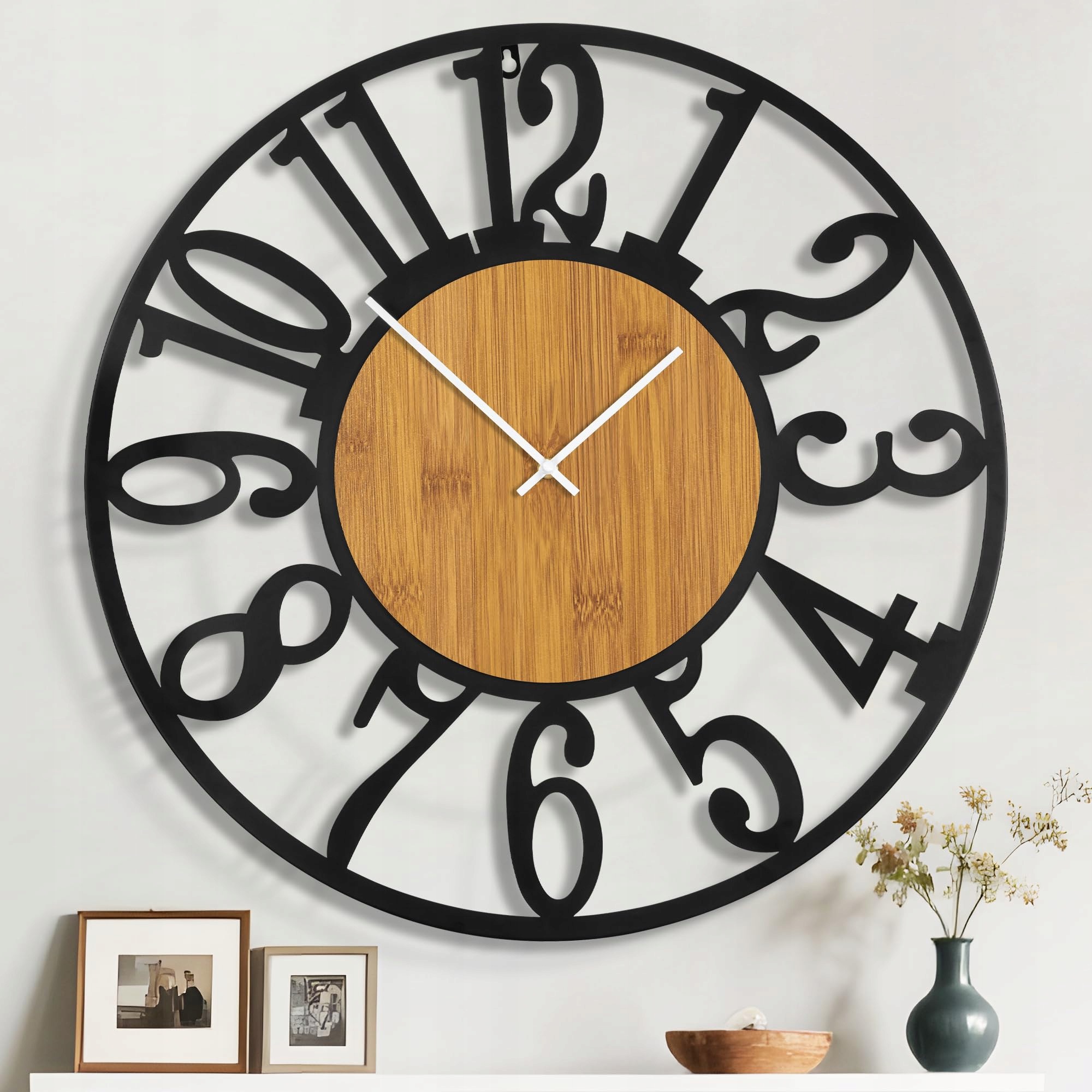 Tiché vintage nástenné hodiny 80 cm s kovovým rámom