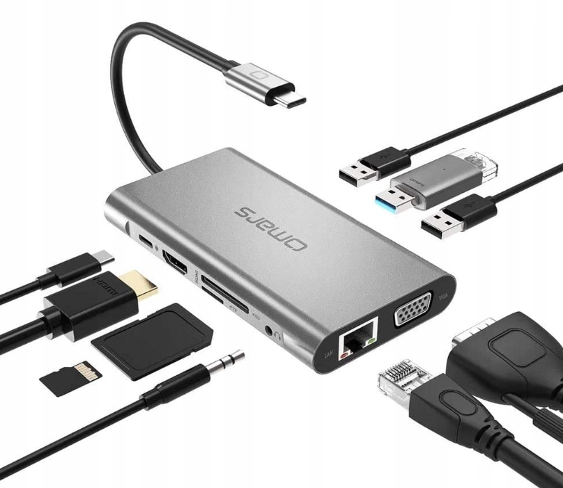 Adapter Hub Usb-c 3.1 Hdmi Usb Sd Vga Osmar 10w1