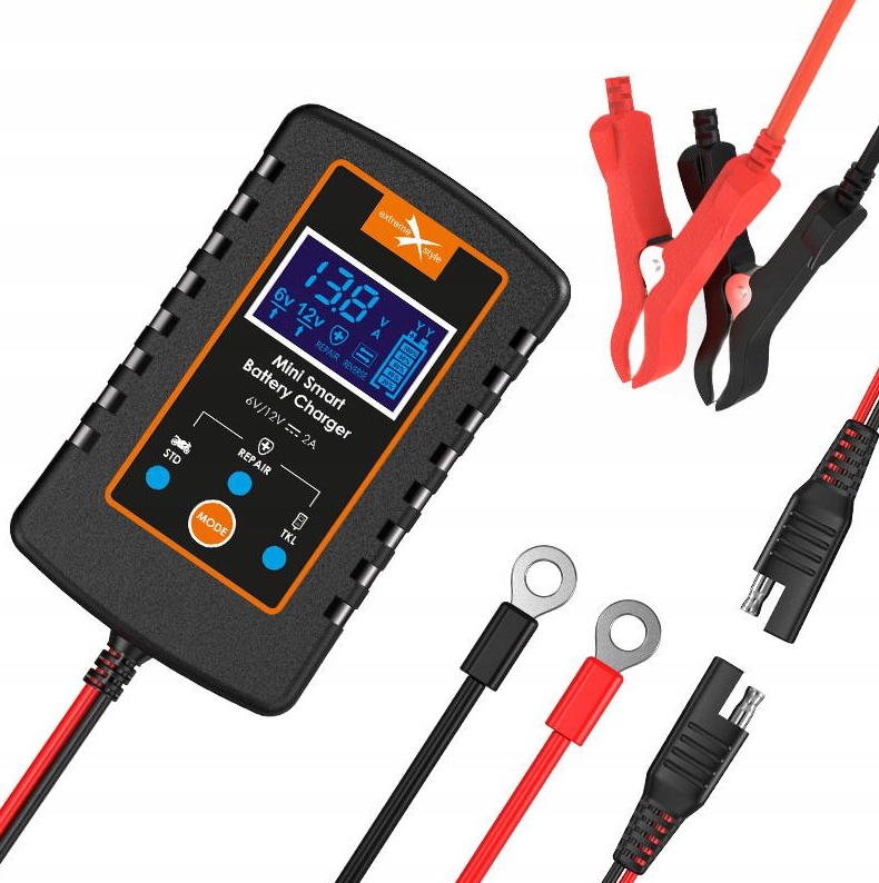 Prostownik mikroprocesorowy eXtreme SBC-61220 6–12V 2A z LCD i Repair
