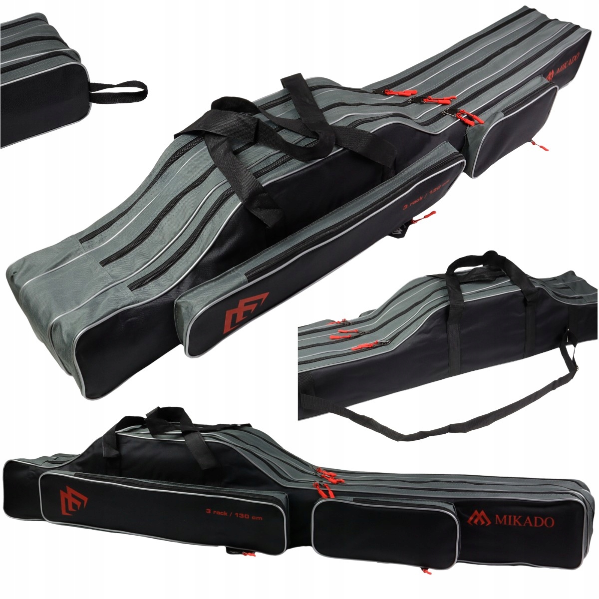 Pokrowiec wędkarski torba na wędki czarny 140 cm 3 komory gumowany Mikado