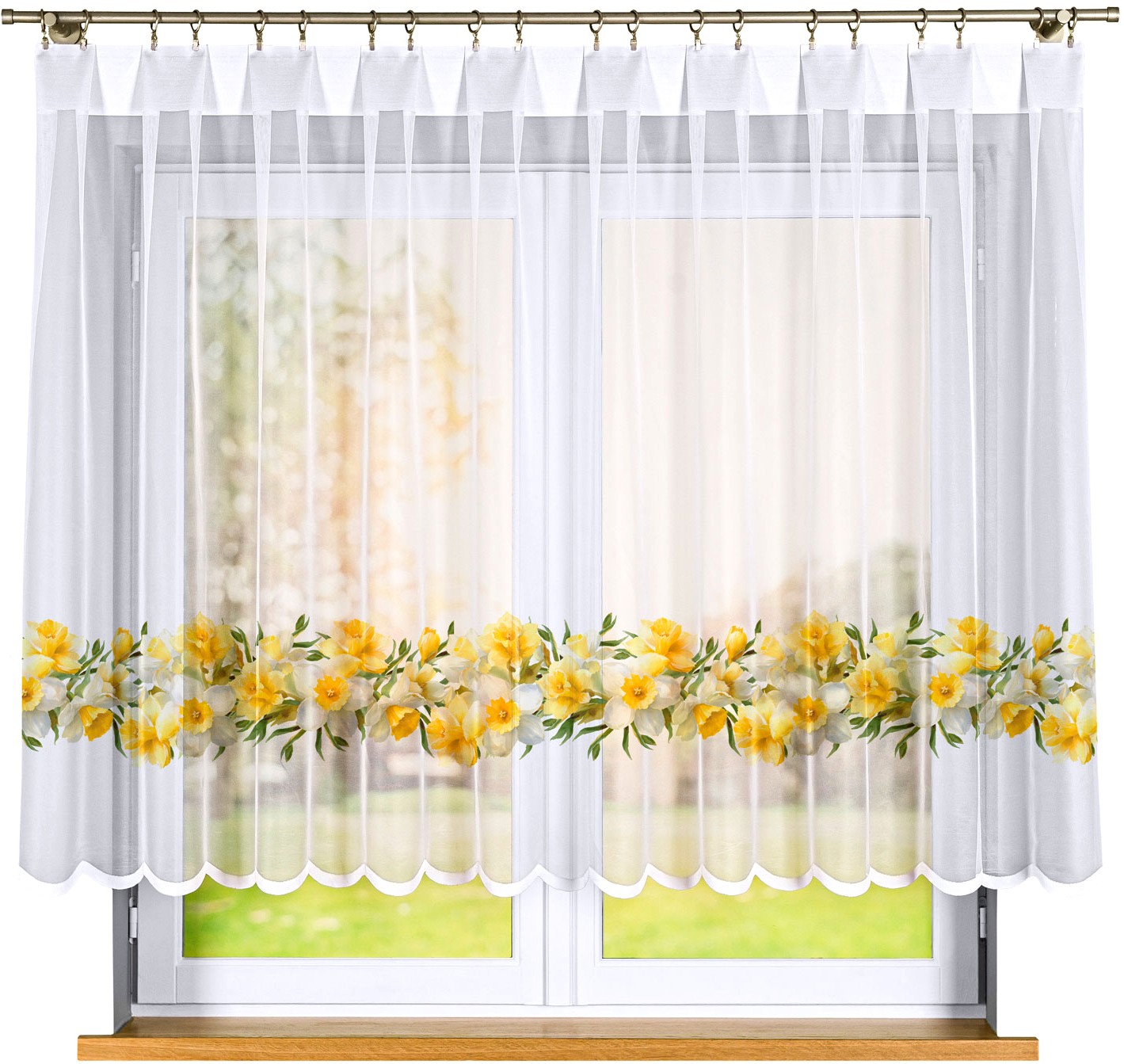 Narcisy záclona, vel 400 x 140 cm, potištěná (s lemováním)